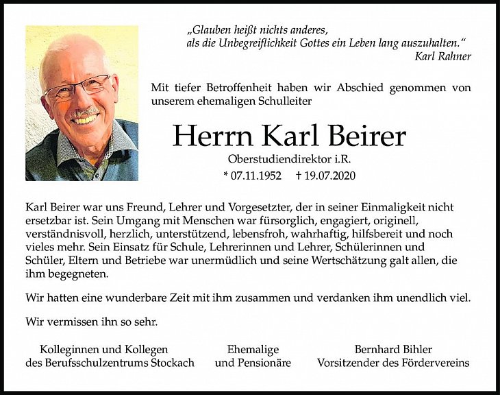 Nachruf Karl Beirer